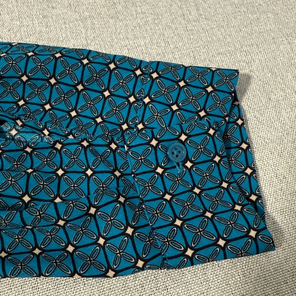 Croft & Barrow Women’s Long Sleeve Pull-Over Tunic Teal Patterned Blouse SZM - Picture 12 of 14